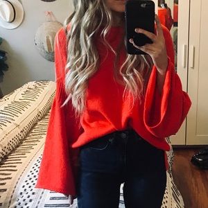 Lou & Grey red statement sleeve sweater